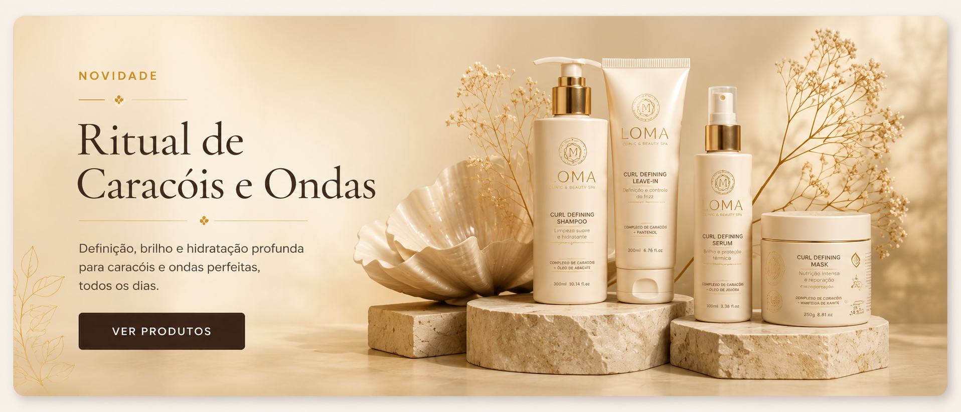 Ritual de Caracóis e Ondas com produtos LOMA